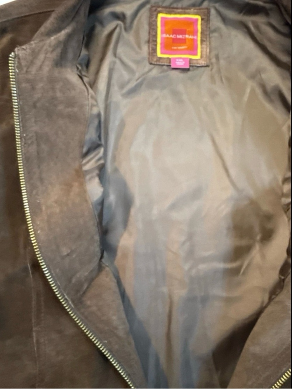 Isaac Mizrahi Women's XXL 100% Suede Leather Full Zip Motorcycle Jacket Brown - Picture 6 of 10